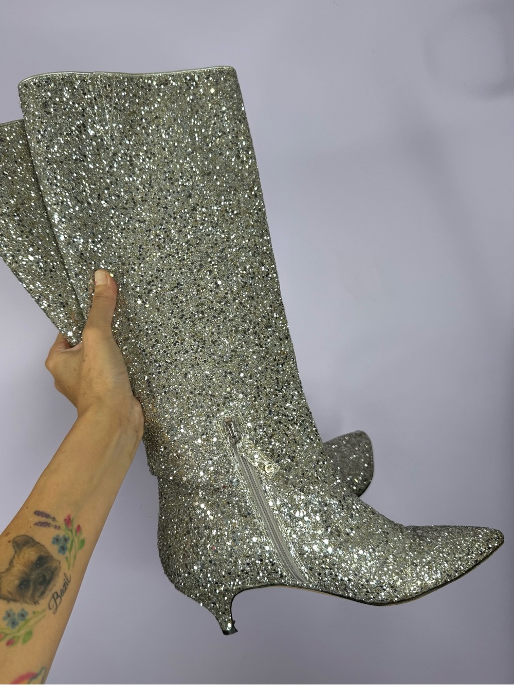 Kate Spade New York "Olina" Glitter Knee-High Boots, sz 9